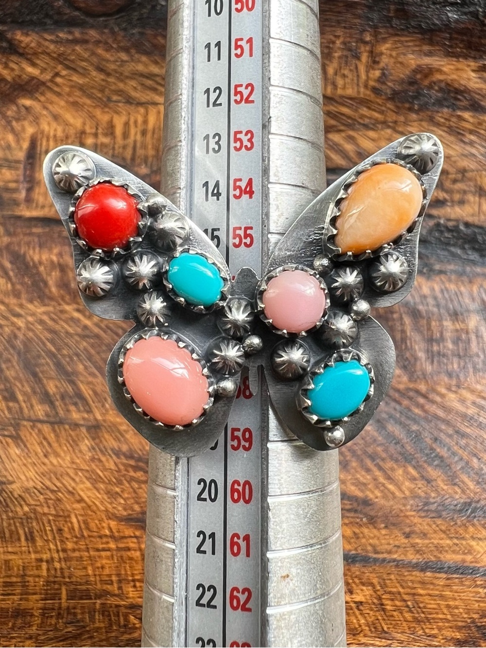Sterling Silver Multi Stone Butterfly Ring Size 8 Adjustable - Picture 8 of 11